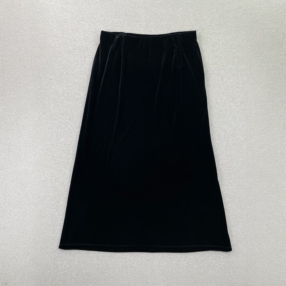 Vintage Y2K Villager Velvet Maxi Skirt XL Black High Waist Capsule Minimalist